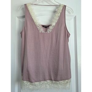 Express Lace Trim Mauve Pink Sleeveless Tank‎ Top Sz S Y2K Cottagecore